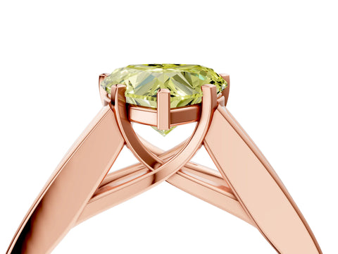 Rose gold Fancy Yellow Heart Cut Cut Channel Set Solitaire Ring with Four-Prong Setting_4