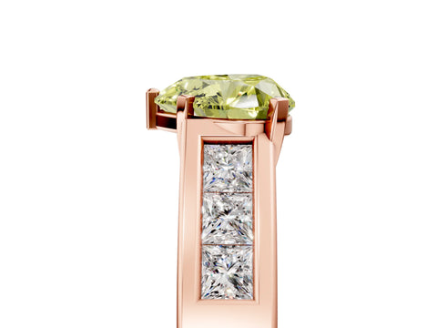Rose gold Fancy Yellow Heart Cut Cut Channel Set Solitaire Ring with Four-Prong Setting_5