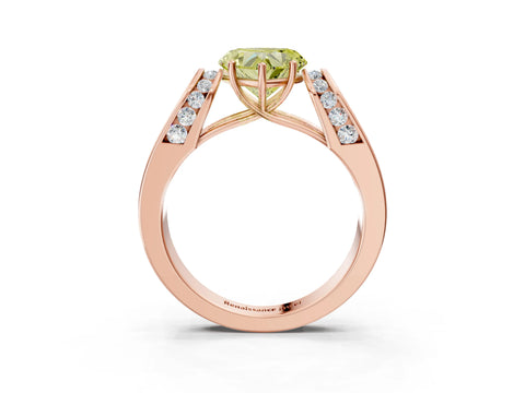 Rose gold Fancy Yellow Heart Cut Cut Diamond Channel Set Solitaire Ring with Four-Prong Setting_3