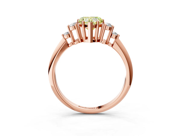 Rose Gold Heart-Shaped Cluster Accent Engagement Ring Setting for Fancy Yellow Center