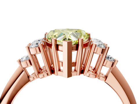 Rose gold Fancy Yellow Heart Cut Cut Diamond Cluster Ring with Solitaire Band and Four-Prong Setting_16