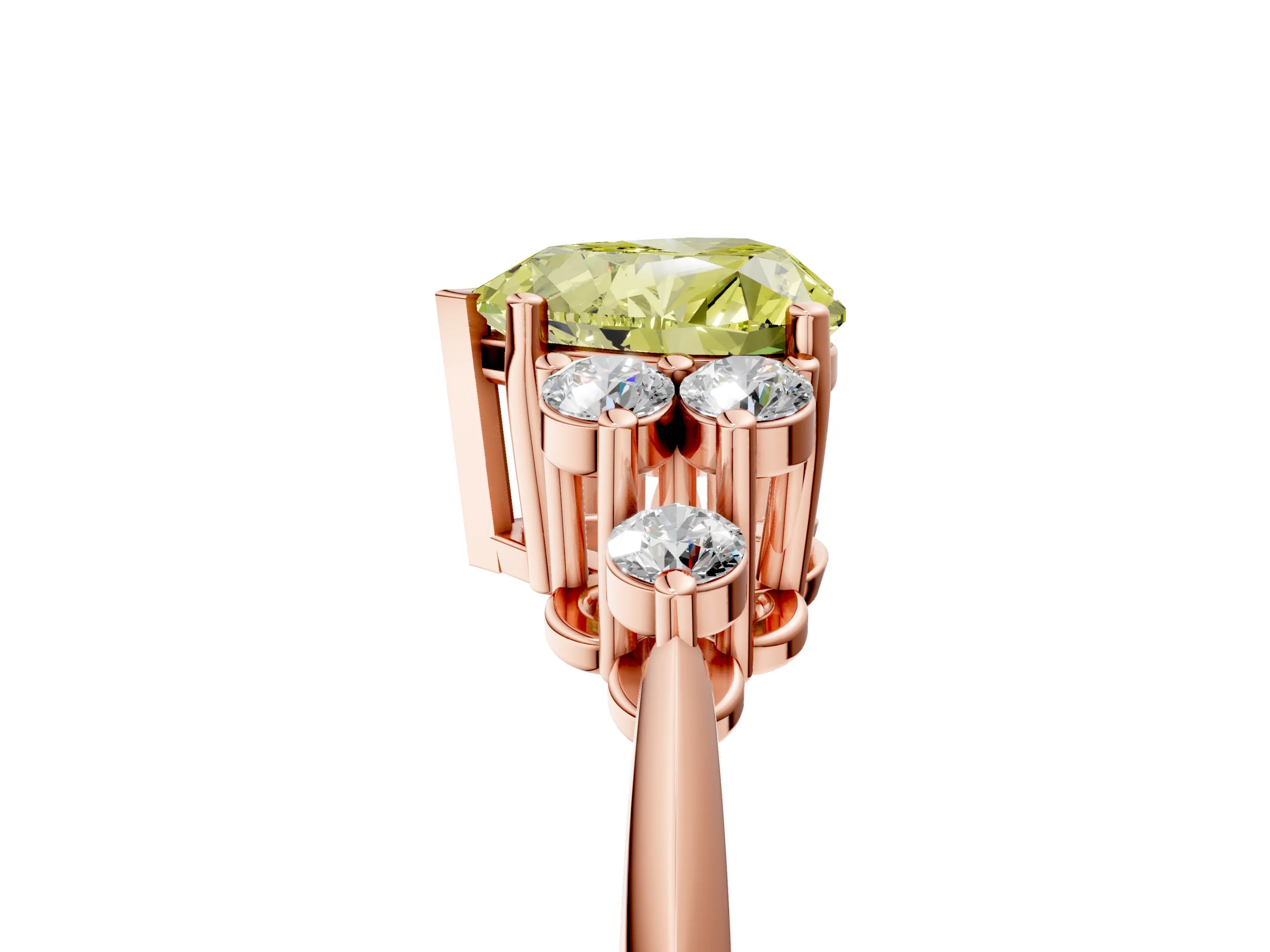 Rose gold Fancy Yellow Heart Cut Cut Diamond Cluster Ring with Solitaire Band and Four-Prong Setting_17