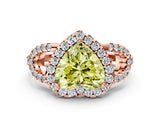 Rose gold Fancy Yellow Heart Cut Cut Diamond Halo Engagement Ring with Open Split Pavé Band