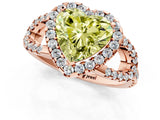 Rose gold Fancy Yellow Heart Cut Cut Diamond Halo Engagement Ring with Open Split Pavé Band_1
