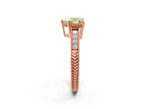 Rose gold Fancy Yellow Heart Cut Cut Diamond Milgrain Pave Band Four-Prong Setting Ring_5