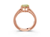 Rose gold Fancy Yellow Heart Cut Cut Diamond Milgrain Pave Band Four-Prong Setting Ring_6