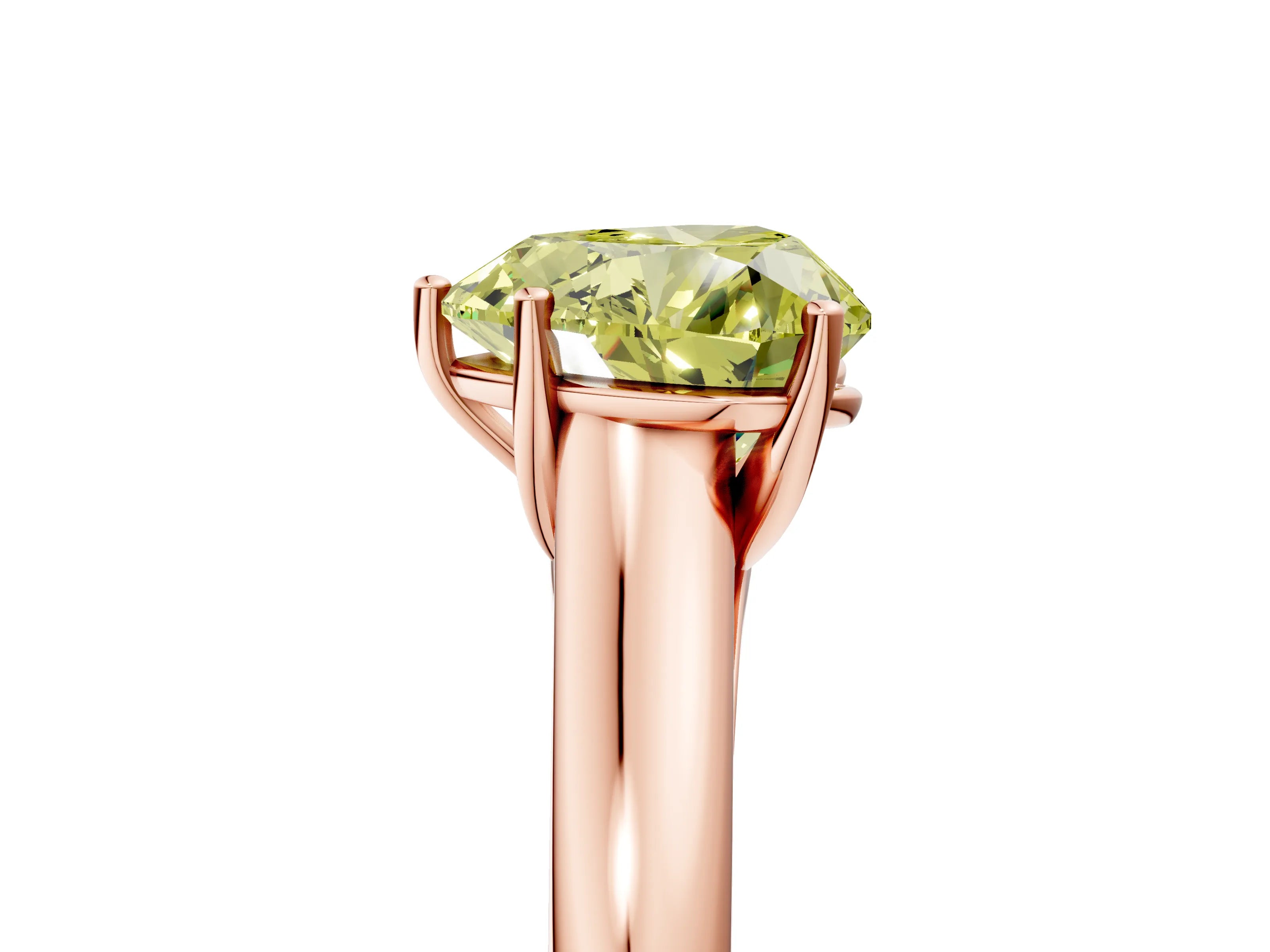 Rose gold Fancy Yellow Heart Cut Cut Diamond Solitaire Engagement Ring with Tapered Plain Band and Four-Prong Setting_5