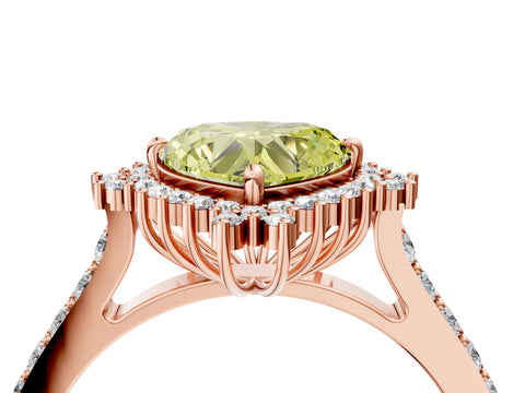 Rose gold Fancy Yellow Heart Cut Cut Diamond Sunburst Halo Engagement Ring with Pavé Band_4