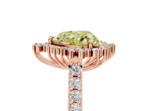 Rose gold Fancy Yellow Heart Cut Cut Diamond Sunburst Halo Engagement Ring with Pavé Band_5