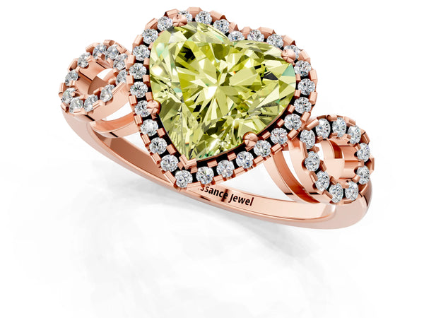 Rose Gold Heart-Shaped Pave Infinity Halo Engagement Ring Setting for Fancy Yellow Center