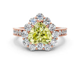 Rose gold Fancy Yellow Heart Cut Cut Halo Diamond Pavé Engagement Ring with Milgrain Detailing