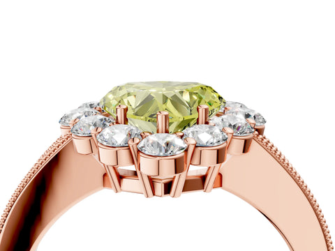 Rose gold Fancy Yellow Heart Cut Cut Halo Diamond Pavé Engagement Ring with Milgrain Detailing_4