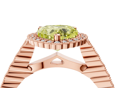 Rose gold Fancy Yellow Heart Cut Cut Halo Pavé Solitaire Ring with Milgrain Band_4