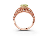 Rose gold Fancy Yellow Heart Cut Cut Milgrain Pave Diamond Engagement Ring with Four-Prong Setting_6