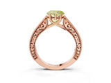 Rose gold Fancy Yellow Heart Cut Cut Pave Band Milgrain Solitaire Ring_3