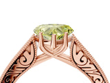 Rose gold Fancy Yellow Heart Cut Cut Pave Band Milgrain Solitaire Ring_4