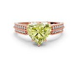 Rose gold Fancy Yellow Heart Cut Cut Pave Split Shank Engagement Ring with Four-Prong Setting