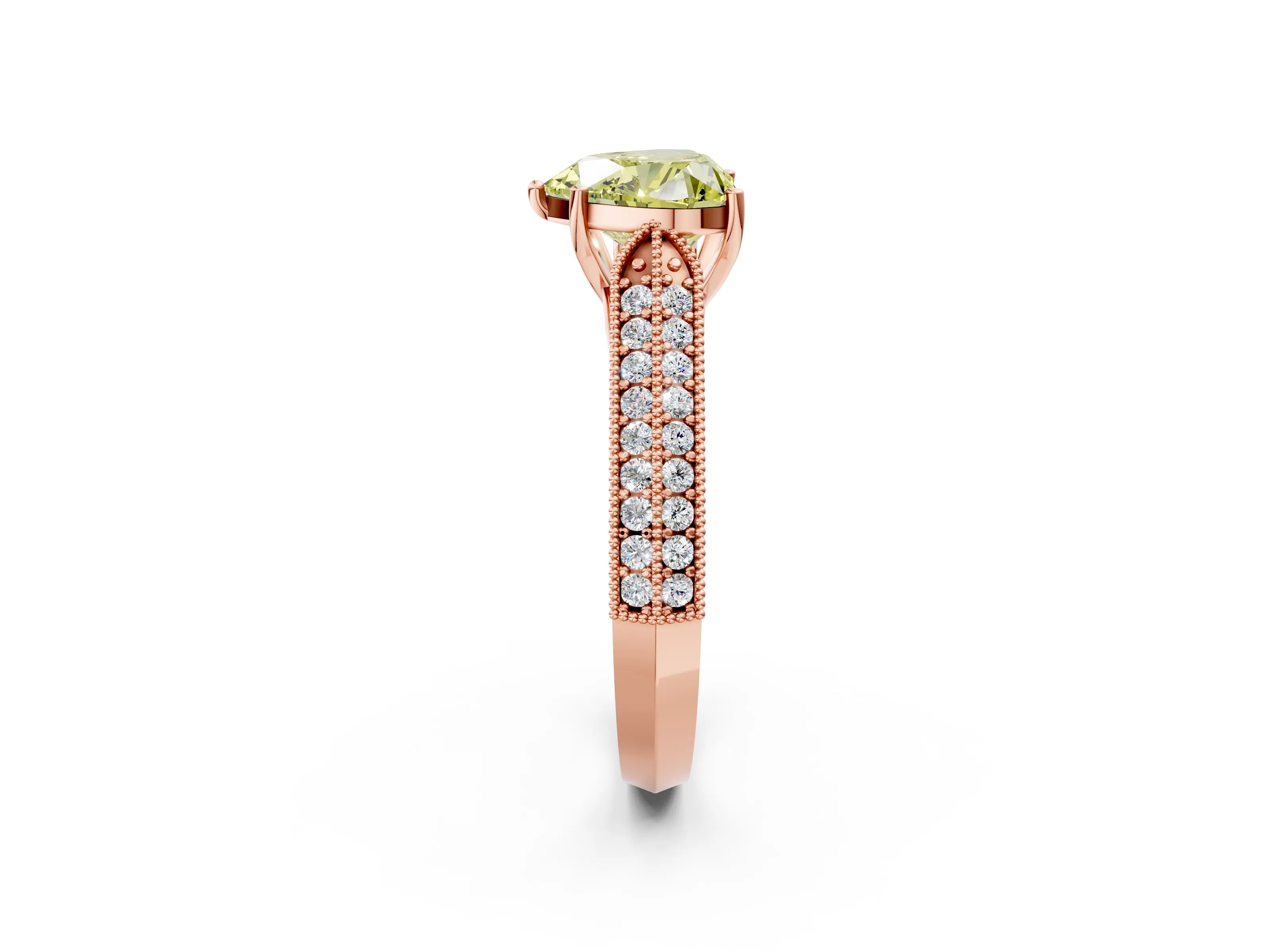 Rose gold Fancy Yellow Heart Cut Cut Pave Split Shank Engagement Ring with Four-Prong Setting_2