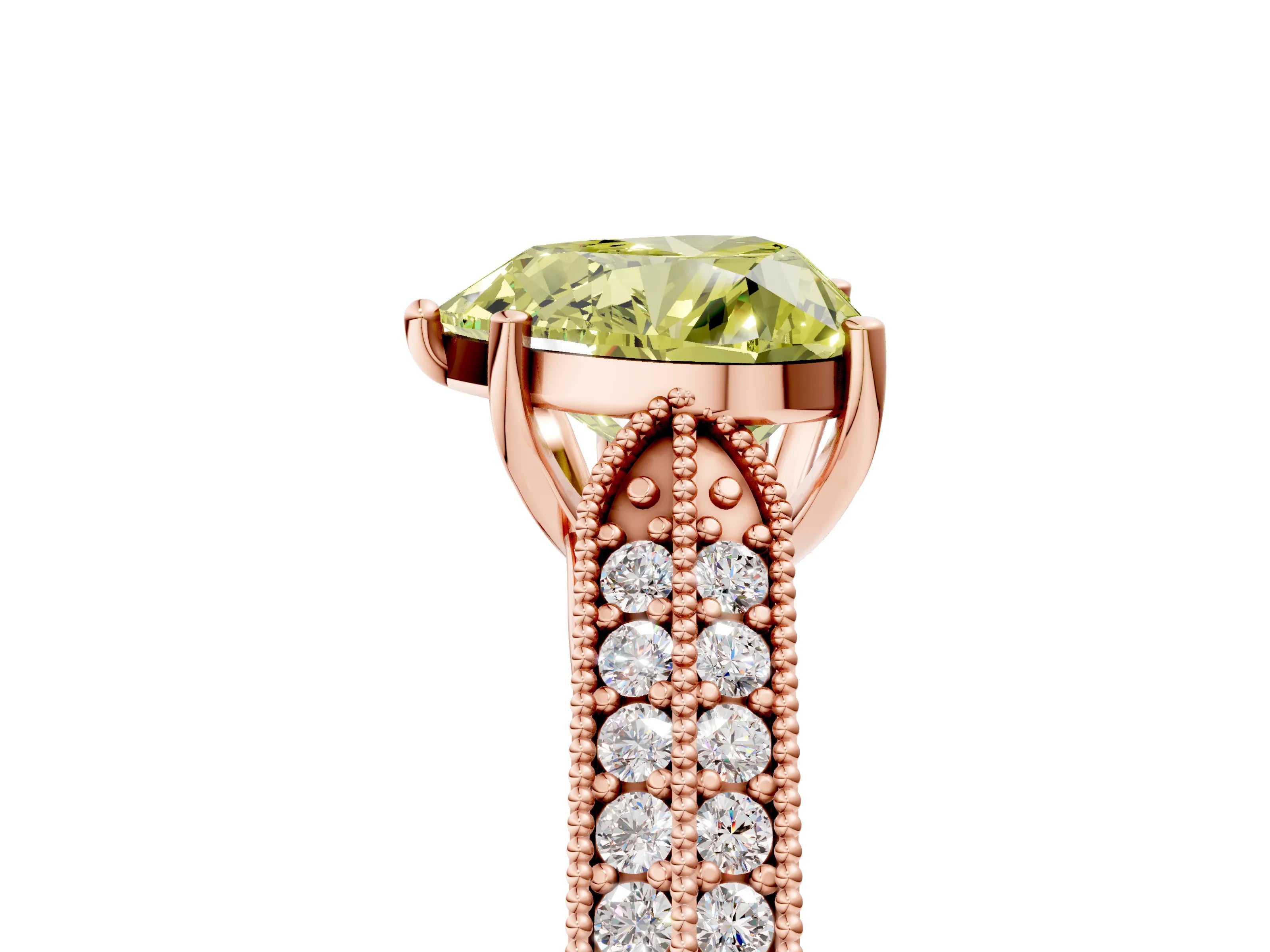 Rose gold Fancy Yellow Heart Cut Cut Pave Split Shank Engagement Ring with Four-Prong Setting_5