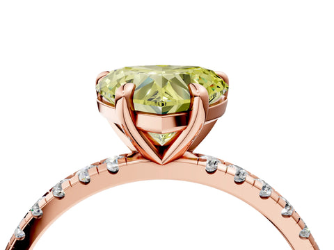 Rose gold Fancy Yellow Heart Cut Diamond Brilliant Solitaire Ring with Pavé Band and Four-Prong Setting_4