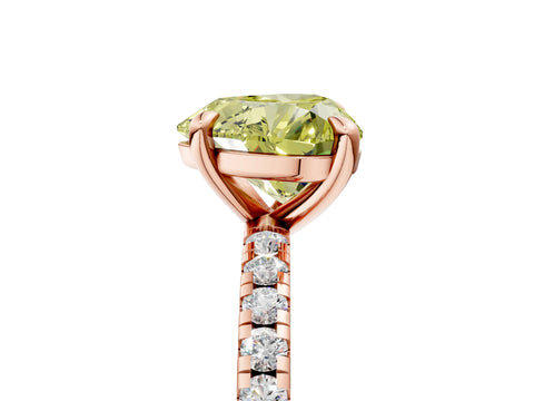 Rose gold Fancy Yellow Heart Cut Diamond Brilliant Solitaire Ring with Pavé Band and Four-Prong Setting_5