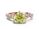Rose gold Fancy Yellow Heart Cut Diamond Cluster Pavé Band with Four-Prong Setting_3