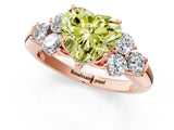 Rose gold Fancy Yellow Heart  Cut Diamond Cluster Ring with Round Accent Stones and Prong Setting on a Classic Band_50