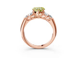 Rose gold Fancy Yellow Heart  Cut Diamond Cluster Ring with Round Accent Stones and Prong Setting on a Classic Band_52
