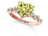 Rose gold Fancy Yellow Heart Cut Diamond Cluster Side Stone Solitaire Ring with Prong Setting_71