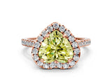 Rose gold Fancy Yellow Heart Cut Diamond Cushion Halo Ring with Pavé Band