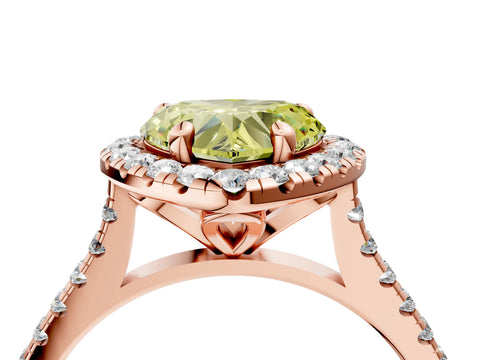 Rose gold Fancy Yellow Heart Cut Diamond Cushion Halo Ring with Pavé Band_4