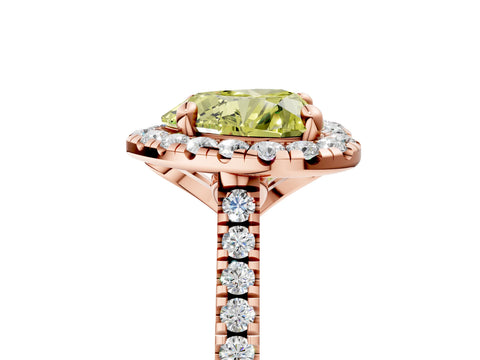 Rose gold Fancy Yellow Heart Cut Diamond Cushion Halo Ring with Pavé Band_5
