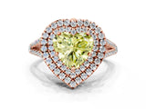 Rose gold Fancy Yellow Heart Cut Diamond Double Halo Ring with Pavé Band and Prong Setting_75
