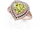 Rose gold Fancy Yellow Heart Cut Diamond Double Halo Ring with Pavé Band and Prong Setting_76