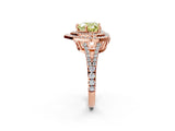 Rose gold Fancy Yellow Heart Cut Diamond Double Halo Ring with Pavé Band and Prong Setting_77