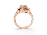 Rose gold Fancy Yellow Heart Cut Diamond Double Halo Ring with Pavé Band and Prong Setting_78