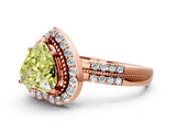 Rose gold Fancy Yellow Heart Cut Diamond Double Halo Ring with Split Shank and Four-Prong Setting_24