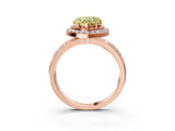 Rose gold Fancy Yellow Heart Cut Diamond Double Halo Ring with Split Shank and Four-Prong Setting_27