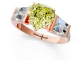 Rose gold Fancy Yellow Heart Cut Diamond Engagement Ring with Baguette Side Stones and Channel Set Band_21