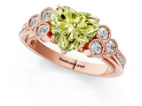 Rose gold Fancy Yellow Heart  Cut Diamond Engagement Ring with Bezel Set Round Side Stones and Prong Setting_50