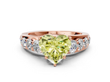 Rose gold Fancy Yellow Heart  Cut Diamond Engagement Ring with Pavé Band and Four-Prong Setting_3