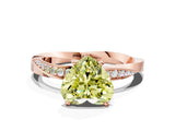 Rose gold Fancy Yellow Heart Cut Diamond Engagement Ring with Side Stone Accents and Four-Prong Setting