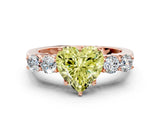 Rose gold Fancy Yellow Heart  Cut Diamond Five-Stone Prong Set White Gold Ring_27