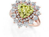 Rose gold Fancy Yellow Heart Cut Diamond Floral Double Halo Engagement Ring with Prong Setting_25