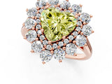 Rose gold Fancy Yellow Heart Cut Diamond Floral Double Halo Engagement Ring with Prong Setting_85