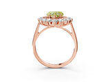 Rose gold Fancy Yellow Heart Cut Diamond Floral Double Halo Engagement Ring with Prong Setting_87