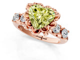 Rose gold Fancy Yellow Heart  Cut Diamond Floral Halo Engagement Ring with Shared Prong Setting 1