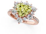 Rose gold Fancy Yellow Heart  Cut Diamond Floral Halo Pave Band with Prong Setting_38