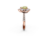 Rose gold Fancy Yellow Heart  Cut Diamond Floral Halo Pave Band with Prong Setting_39