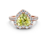 Rose gold Fancy Yellow Heart Cut Diamond Floral Halo Ring with Pavé Band and Prong Setting_3